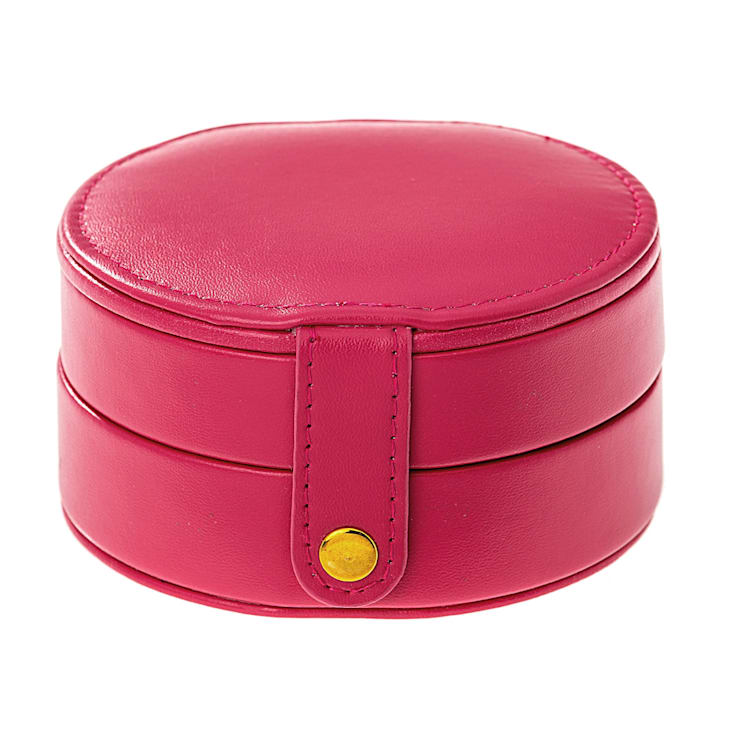 Coral Round Double Layer Jewelry Box with Mirror