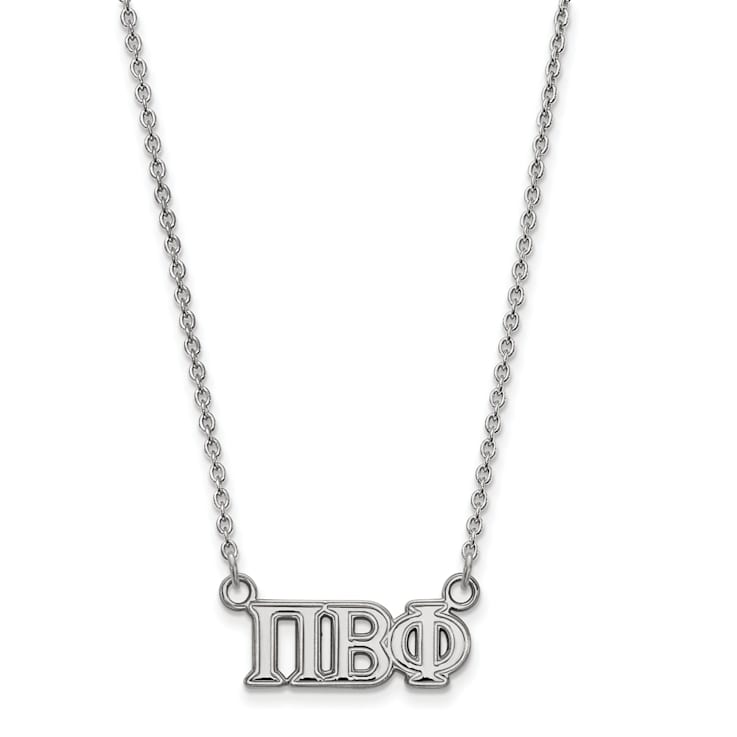 Rhodium Over Sterling Silver LogoArt Pi Beta Phi Medium Pendant Necklace