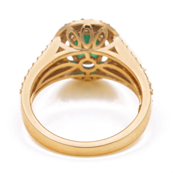 1.07 Ctw Emerald With 0.42 Ctw White Diamond Ring in 14K YG