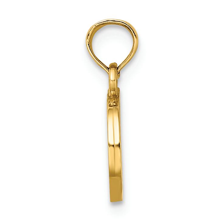 14k Yellow Gold Polished Block Letter D Initial Pendant