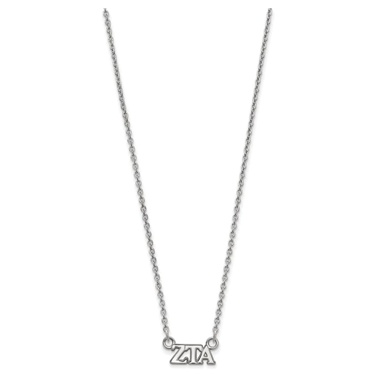 Rhodium Over Sterling Silver LogoArt Zeta Tau Alpha Extra Small Pendant Necklace