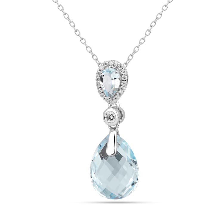 Sky Blue Topaz Checkerboard Pear Shaped Rhodium Over Sterling Silver
Teardrop Necklace