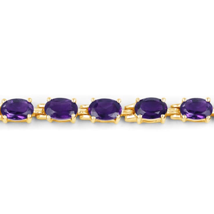 Purple Amethyst 14K Yellow Gold Over Sterling Silver Oval Tennis
Bracelet 7.98ctw