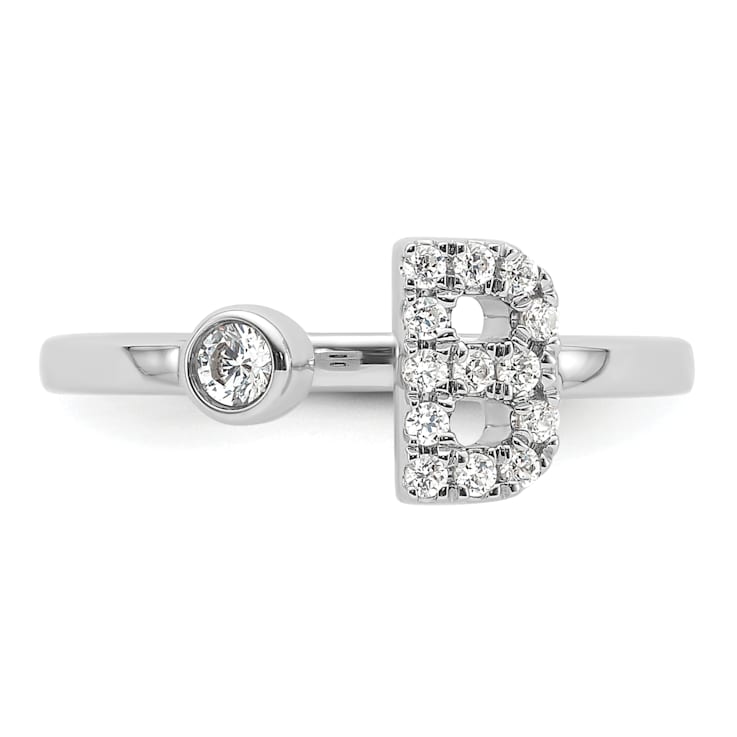 Rhodium Over 14K White Gold Lab Grown Diamond VS/SI GH, Initial B
Adjustable Ring