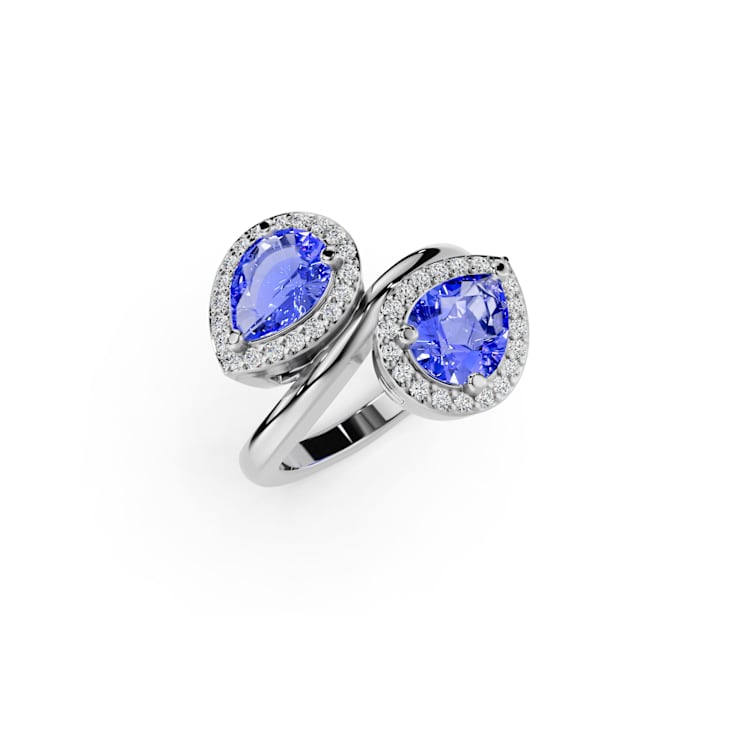 14K White Gold Tanzanite and Diamond Ring 1.90 ctw