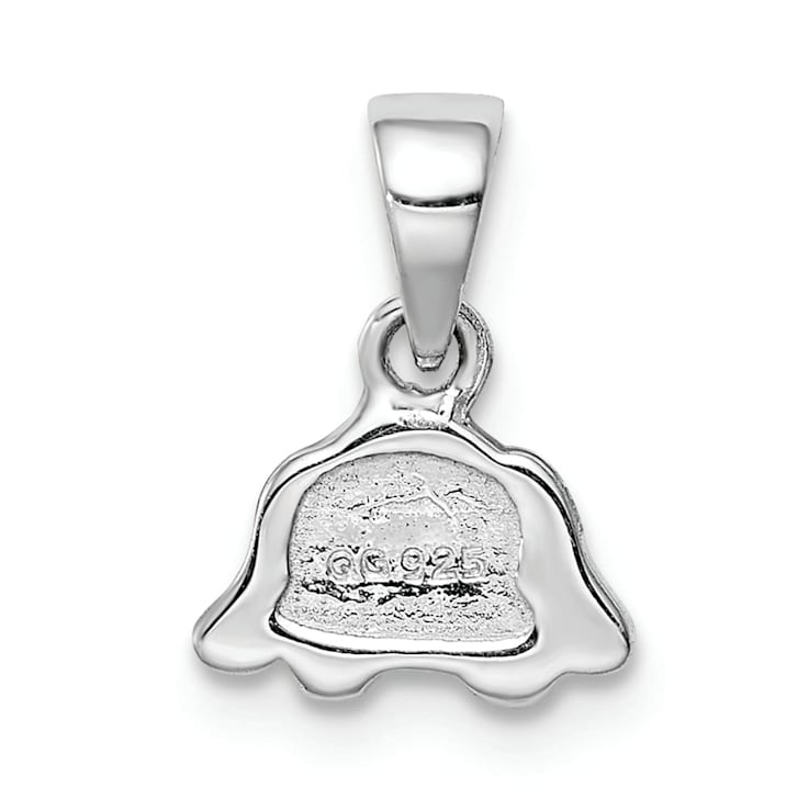 Rhodium Over Sterling Silver Black/White Enameled Puppy Children's Pendant