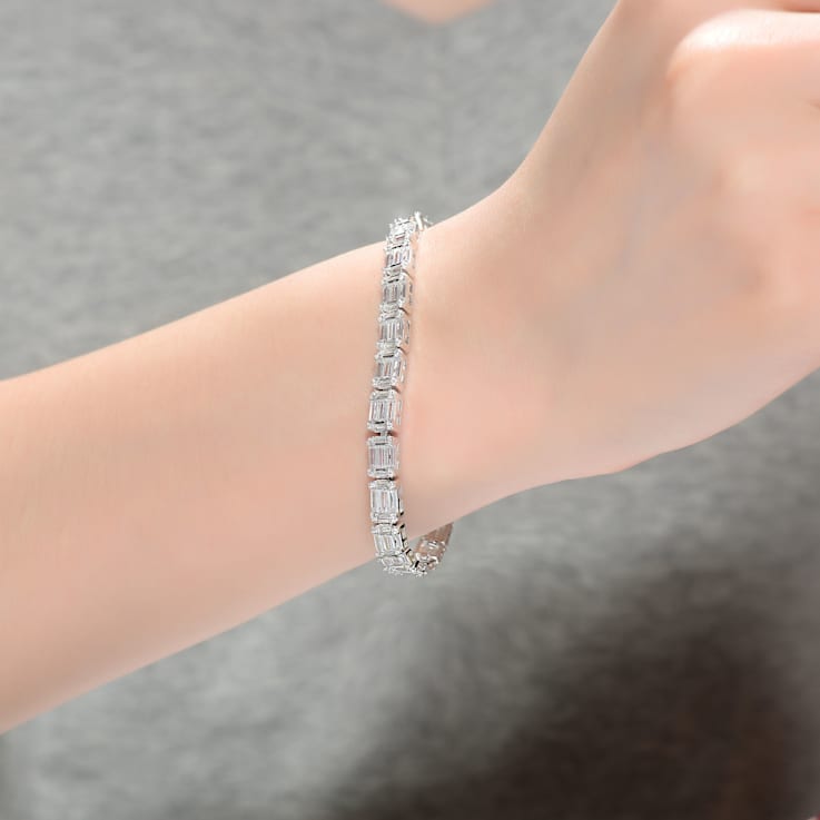 CZ Cluster Tennis Bracelet In Sterling Silver