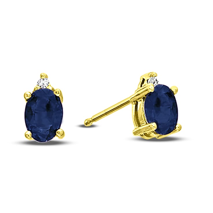 0.82ctw Oval Sapphire and Diamond Earring in 14k Yellow Gold