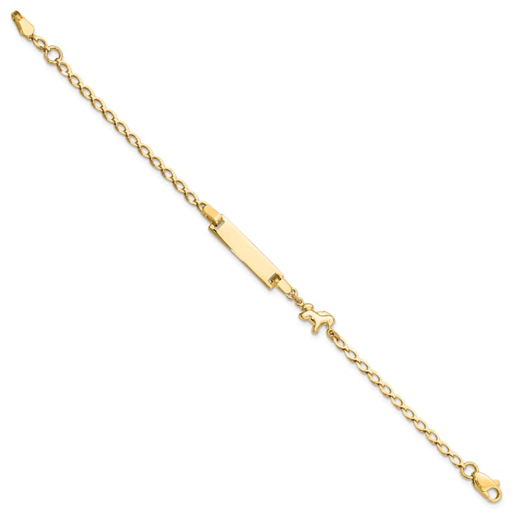 14k Yellow Gold Polished Horse and Pony Children's ID Bracelet