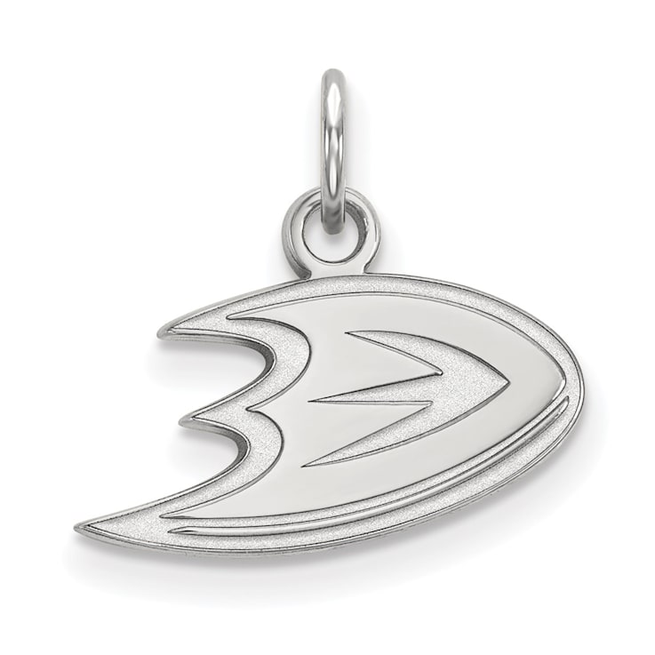 Rhodium Over Sterling Silver NHL LogoArt Anaheim Ducks Extra Small Pendant