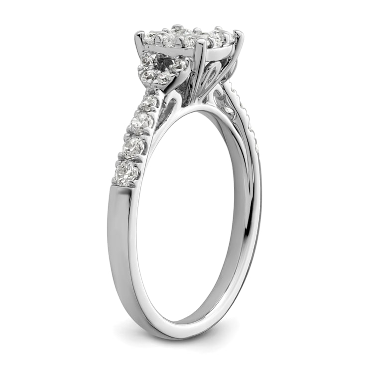 Rhodium Over 14K White Gold Lab Grown Diamond VS/SI GH, Cluster Ring 0.752ctw