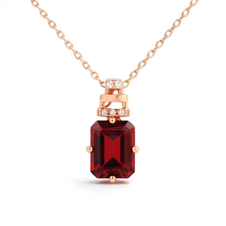 Natural Red Garnet 14K Rose Gold Over Sterling Silver Octagen Shape
Pendant with Chain