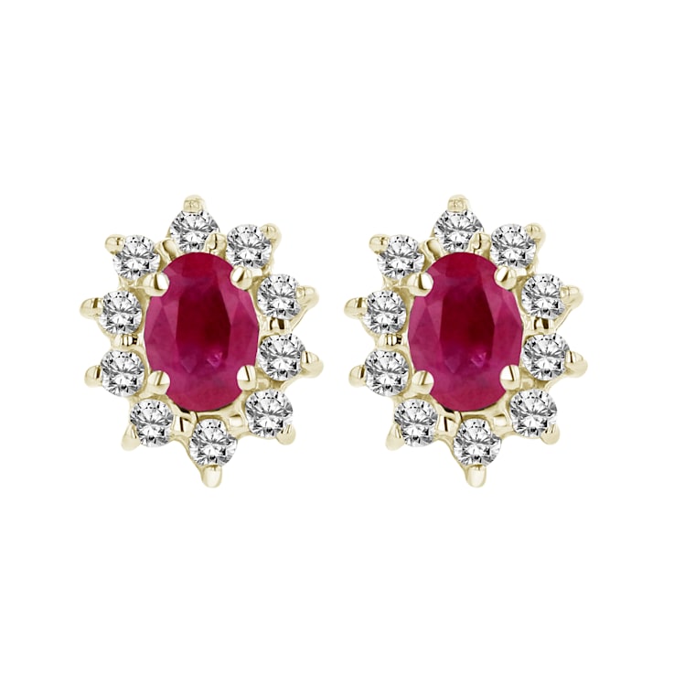 1.00ctw Ruby and Diamond Earrings in 14k Yellow Gold