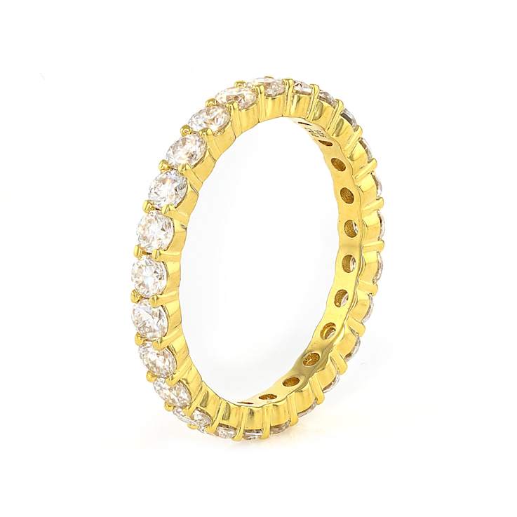 Classic Moissanite Eternity Band Ring In 14K Gold Over Sterling Silver