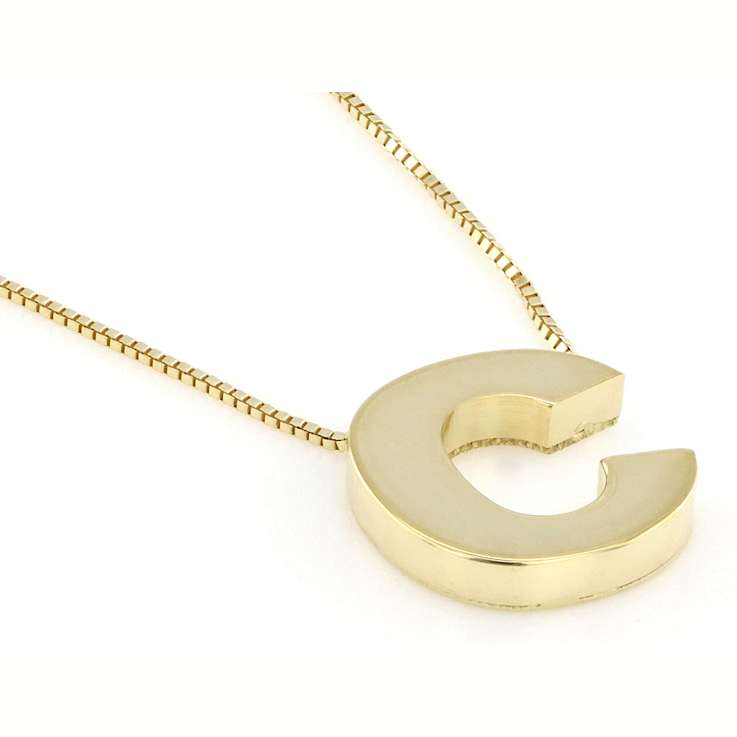Block Letter C Initial Necklace In 10K Yellow Gold