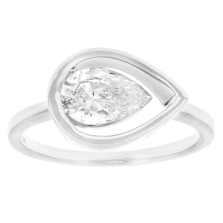 Timeless Lab-Grown Floating Pear Diamond Solitaire Ring In White Gold