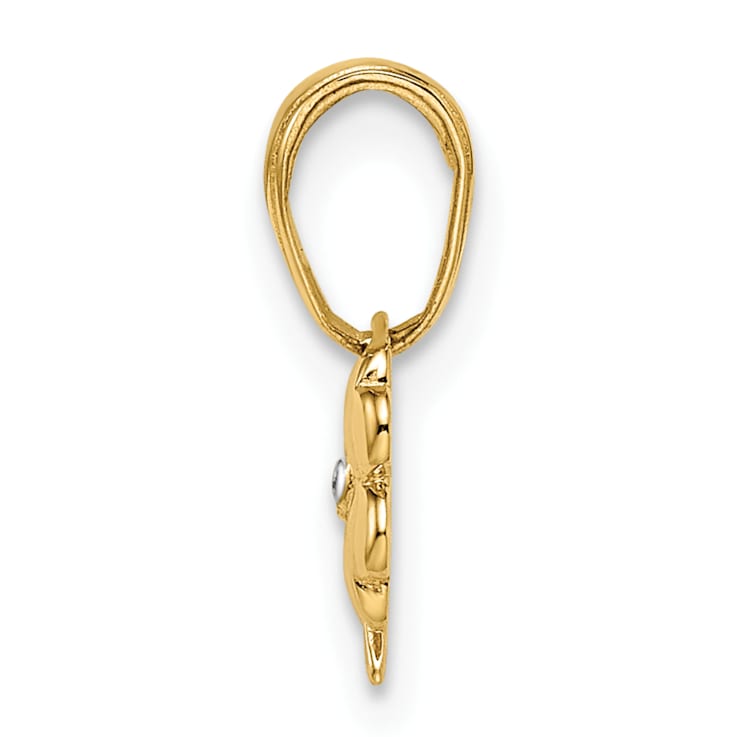 14K Yellow Gold Diamond-cut 4 Leaf Clover Pendant