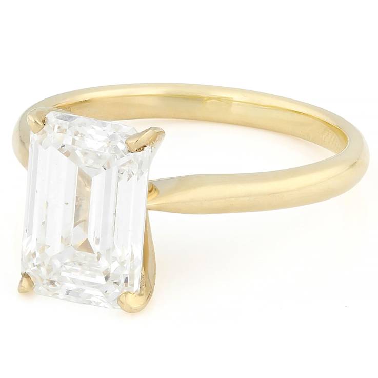 Lab-Grown Diamond Emerald-Cut Solitaire Ring In 14K Gold 3.00ct