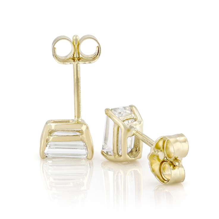 Lab-Grown Diamond Emerald-Cut Stud Earrings In 14K Gold 1.00ctw