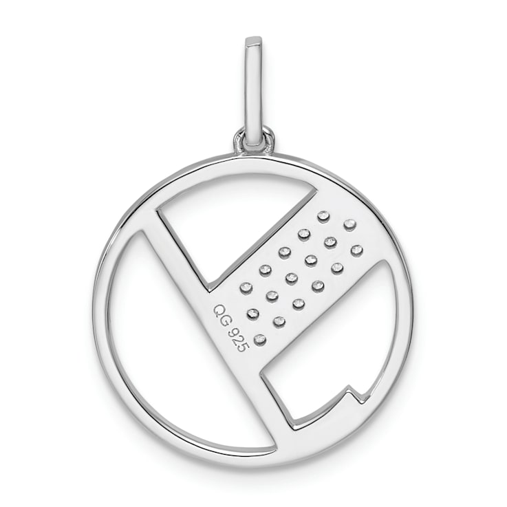 14K White Gold Gatsby Diamond Initial Y Charm