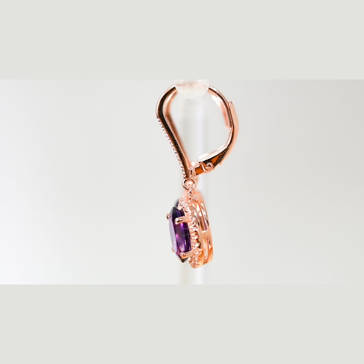 Amethyst and CZ 2.98 Ctw Oval 18K Rose Gold Over Sterling Silver Drop
Earrings Jewelry.