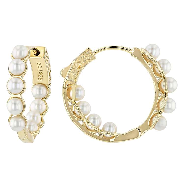 Small Freshwater Pearl Earrings In 18K Gold Over Sterling Silver