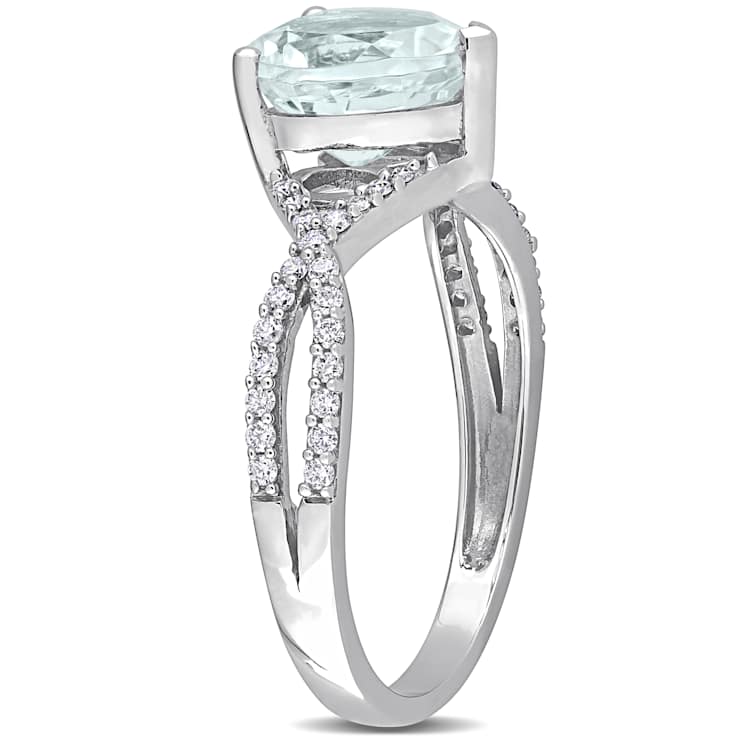 Aquamarine and Diamond 14K White Gold Infinity Ring 1.7ctw