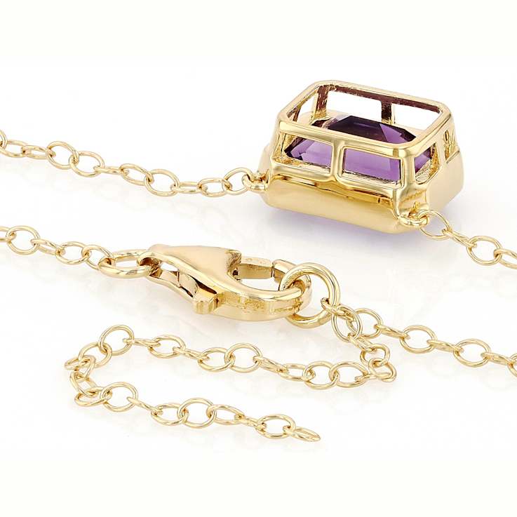 Amethyst Rectangular Octagonal Solitaire Toggle Necklace In 18K Gold
Over Sterling Silver 2.89ct