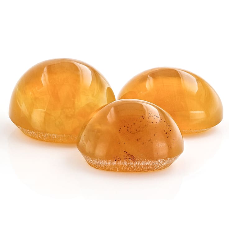 Fire Opal Cat's Eye Oval Matched Set of 3 6.04ctw