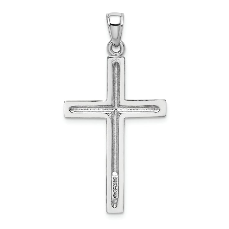 Rhodium Over 14K White Gold Polished Cross Pendant