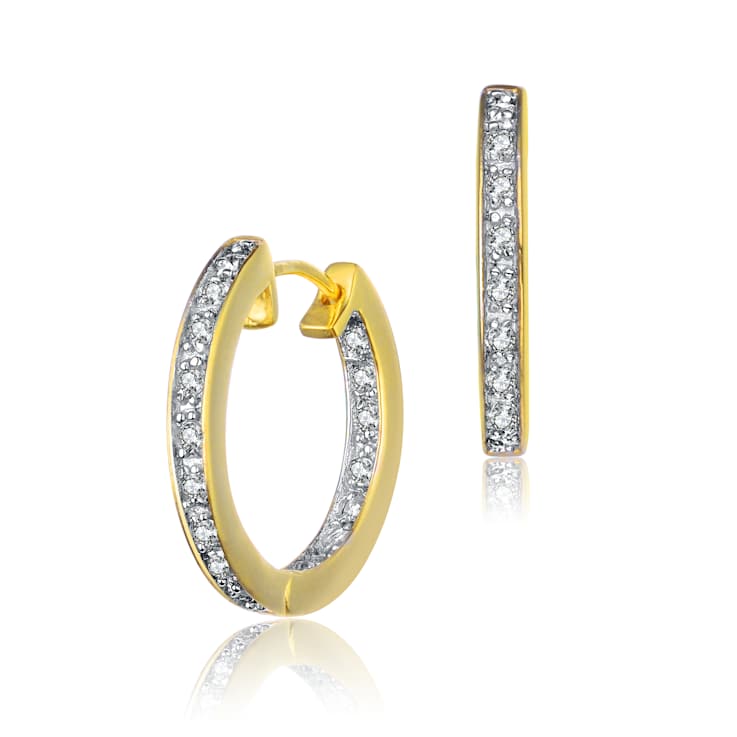 CZ Inside-Out Huggie Earrings In 14K Gold Over Sterling Silver