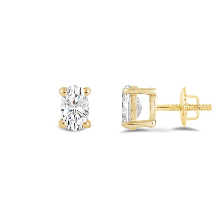 White Cubic Zirconia 14k Yellow Gold Studs With Velvet Gift Box 0.50ctw