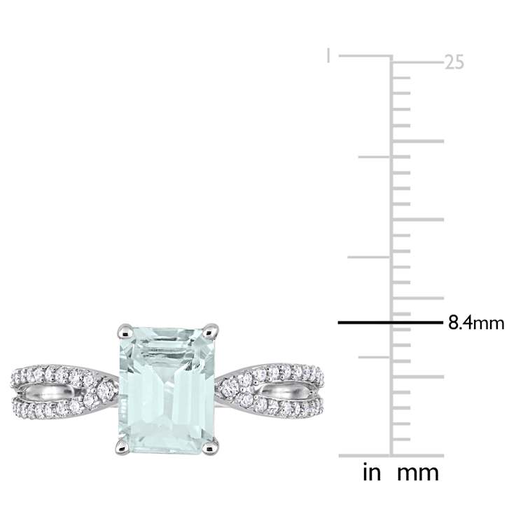 Aquamarine and Diamond 14K White Gold Engagement Ring 2.09ctw