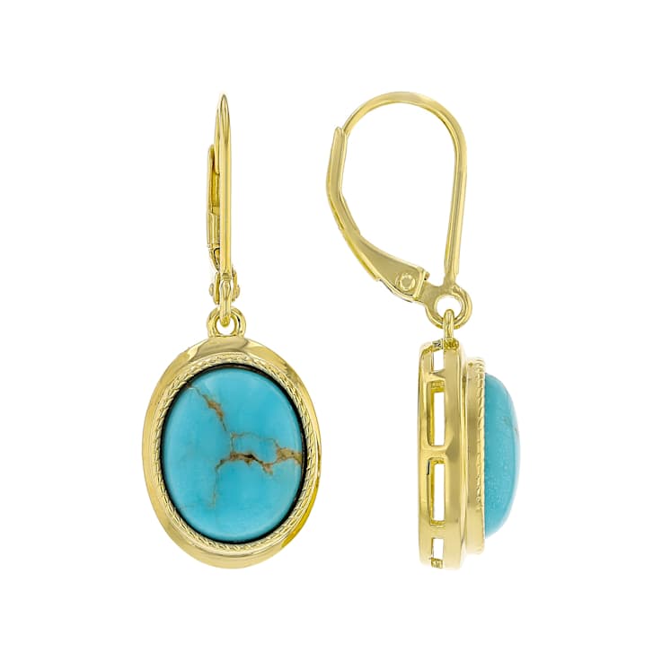 Turquoise Dangle Earrings In 18K Gold Over Sterling Silver