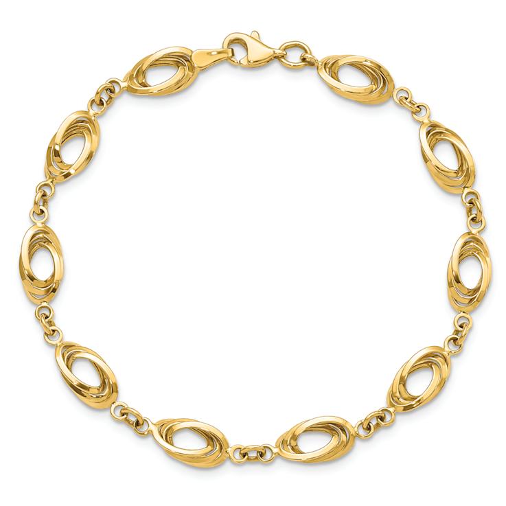 14k Yellow Gold 8mm Polished Fancy Link Bracelet