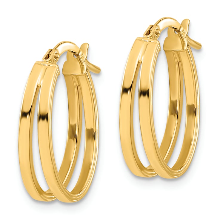 14k Yellow Gold Polished 3/4" Double Hoop Earrings