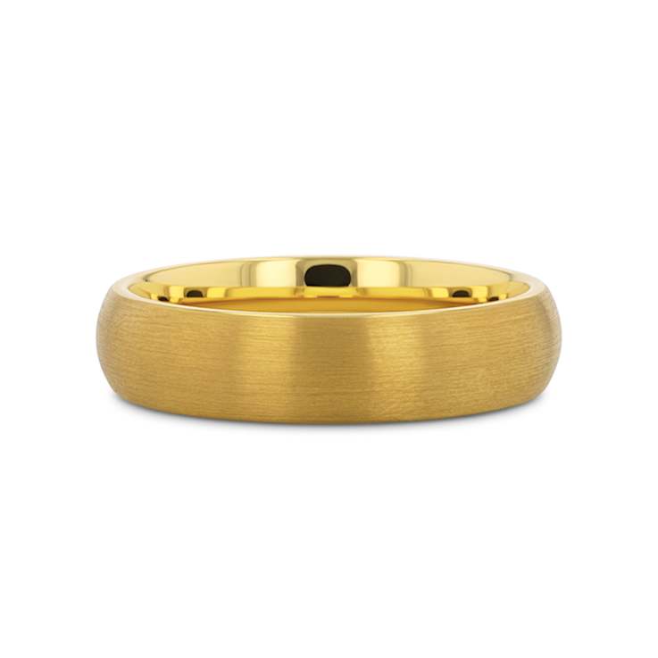 MILLER Gold Plated Tungsten Domed Ring with Brushed Finish 6mm