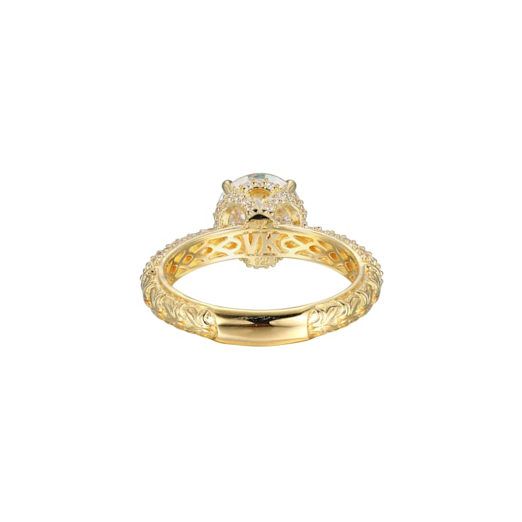 White Cubic Zirconia 18k Yellow Gold Over Sterling Silver Ring 4.05ctw