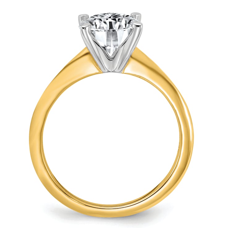 14K Yellow Gold With White Gold Accents 1 3/4 ct. D E F Pure Light Round
Moissanite Solitaire Ring