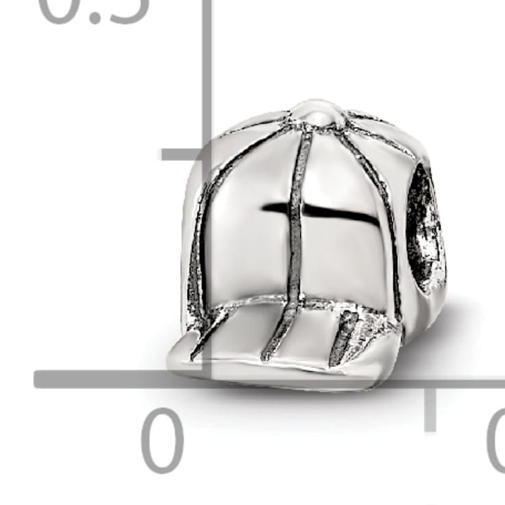 Sterling Silver Baseball Cap Bead