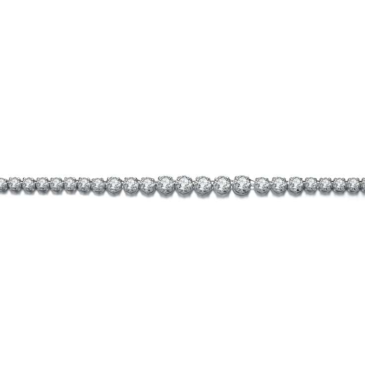 CZ Tennis Necklace In Sterling Silver 16 Inch