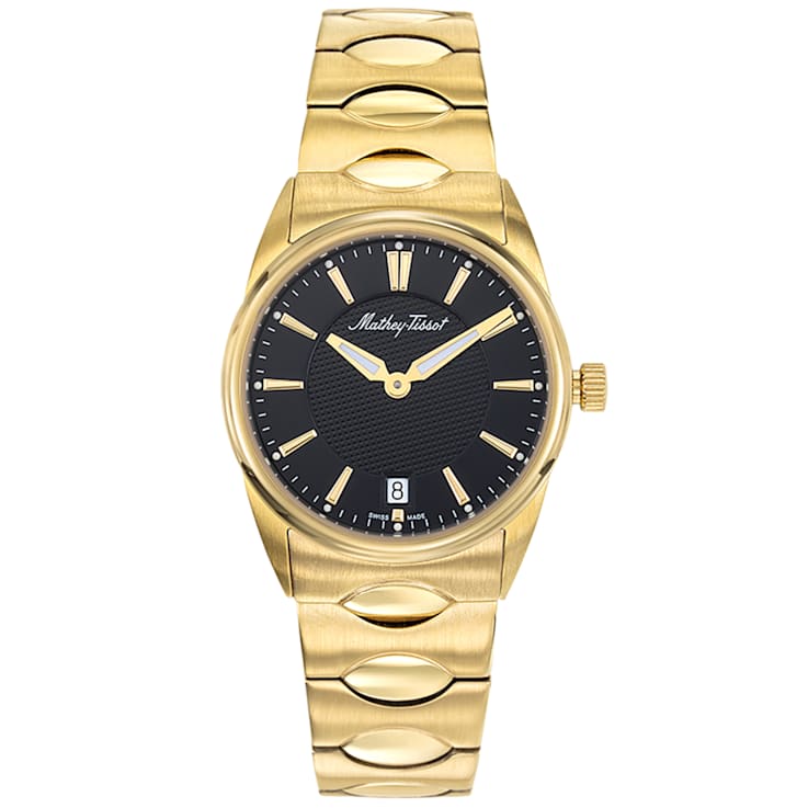 Mathey Tissot Women's Classic Black Dial, Yellow Stainless Steel Watch