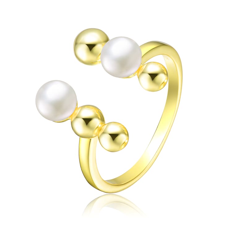 Freshwater Pearl Open Statement Ring In 14K Gold Over Sterling Silver