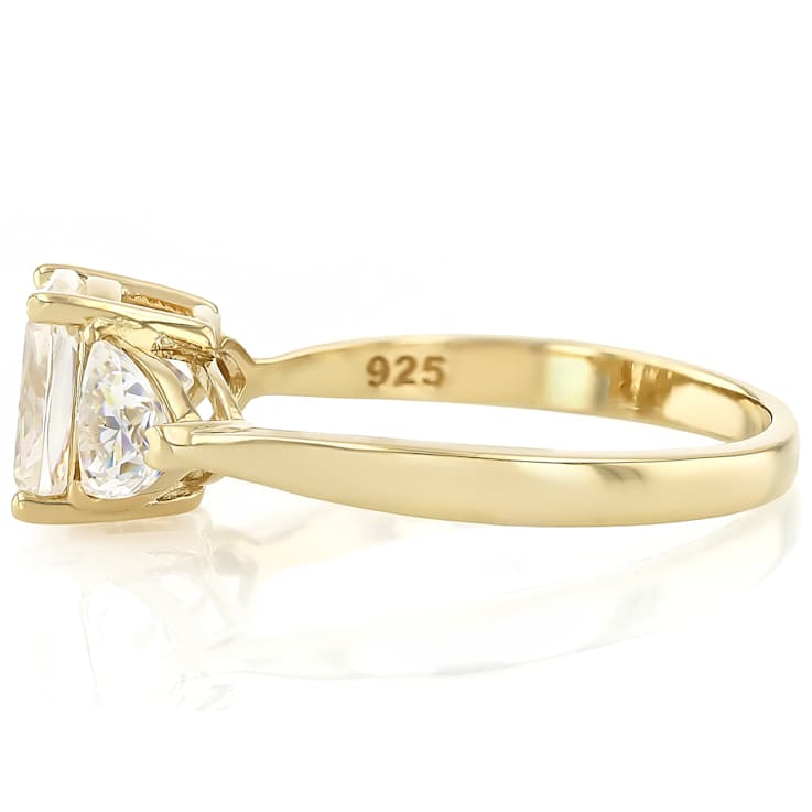 Diamond Simulant Elongated Band Ring In 18K Gold Over Sterling Silver 3.26ctw