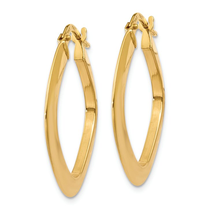14k Yellow Gold 7/8" Tapered Square Hoop Earrings