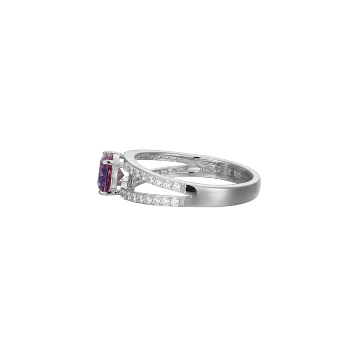 Lab Created Sapphire And White Cubic Zirconia Platinum Over Sterling
Silver Ring 1.66ctw