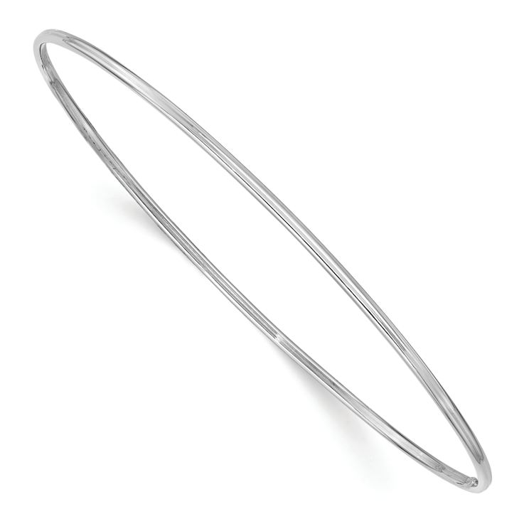 Rhodium Over 10k White Gold 1.5mm Polished Slip-on Bangle Bracelet