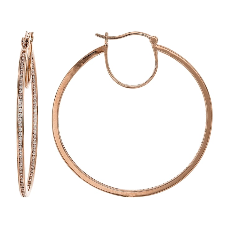 White Cubic Zirconia 18K Rose Gold Over Sterling Silver Inside Out