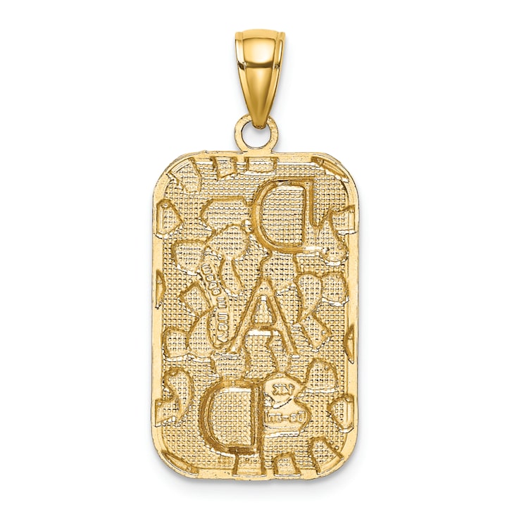 14K Yellow Gold DAD Gold Nugget Dog Tag Pendant