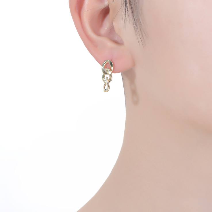 Chain Link Drop Earrings In 14K Gold Over Brass